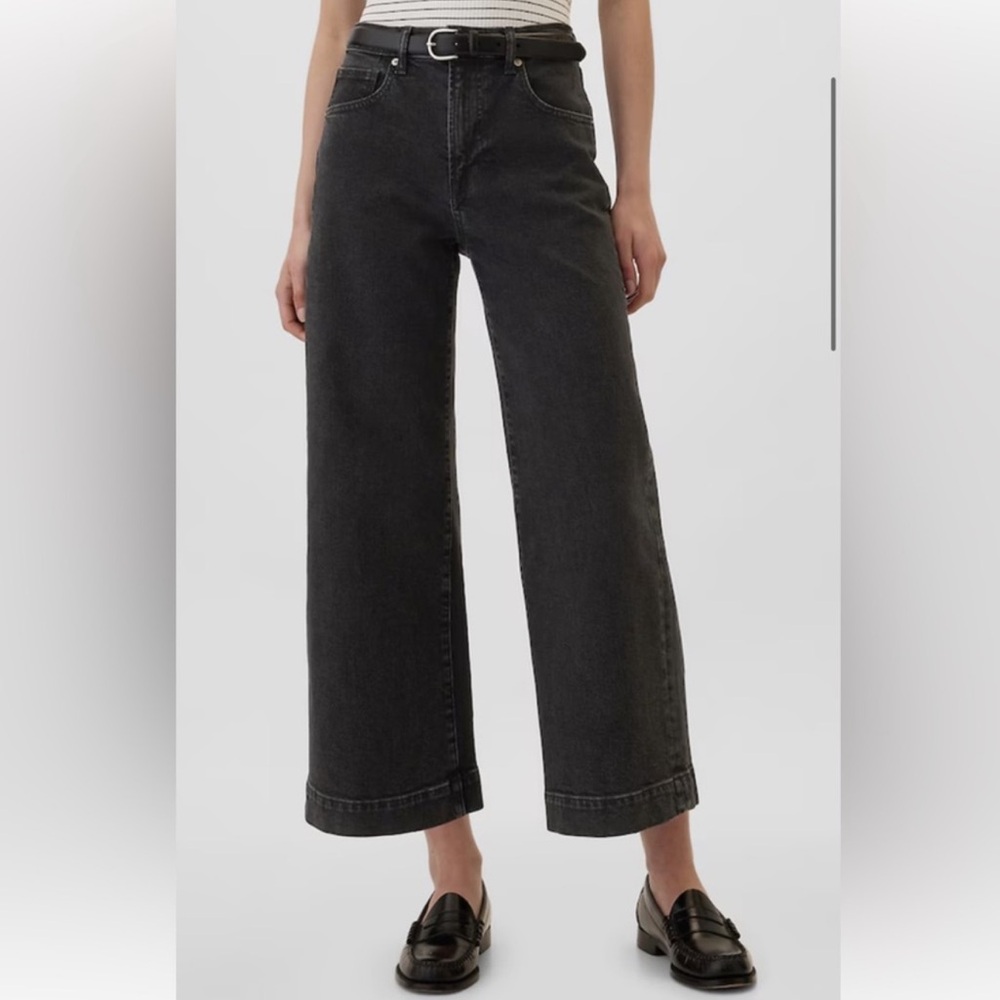 GAP Denim Black High Rise Wide-Leg Crop
